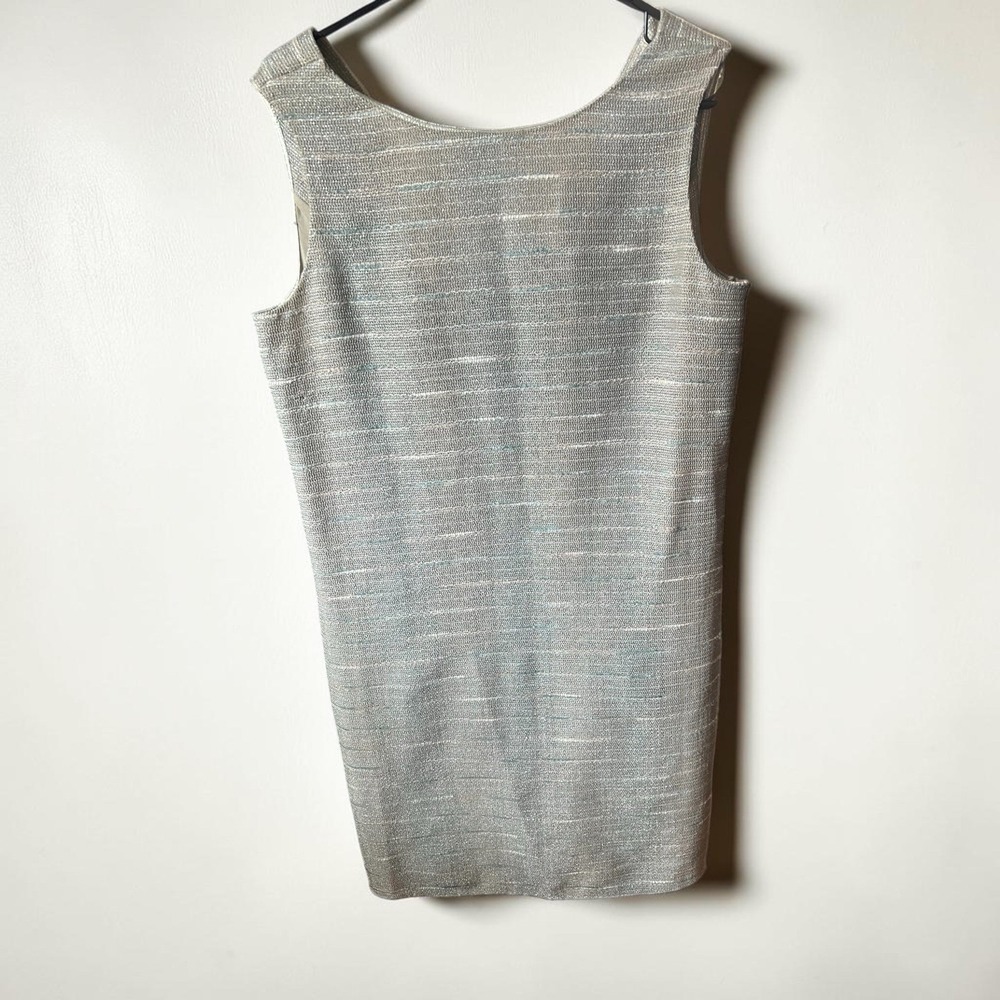 Ports 1961 Womens Sleeveless Silk Lined Metallic Tweed Dress Silver Size 8